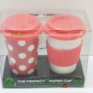 Set Of 2 Eco One The Perfect Not Paper Cup Insulated Ceramic Cup Spillproof Lid.